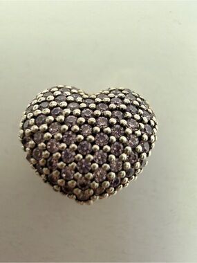 Retired Pandora Open My Heart Pink Pavé Clip Charm (791427PCZ). 925 ALE